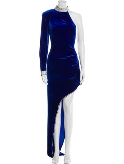 Pre-owned Bronx And Banco Mock Neck Long Dress In Blue