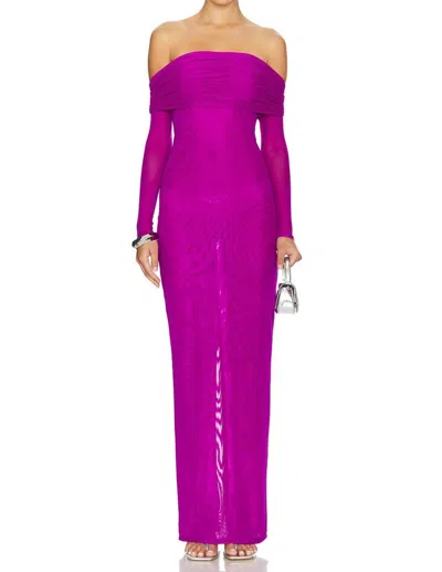 Bronx And Banco Monica Off The Shoulder Gown In Fuchsia In Purple