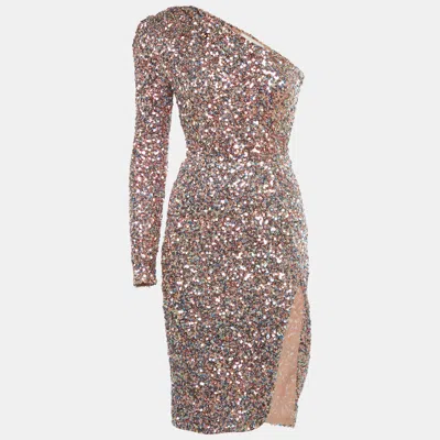 Bronx And Banco Multicolor Sequin Asymmetric Galaxy Midi Dress