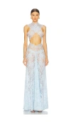 Bronx And Banco Naia Lace Gown In Baby Blue
