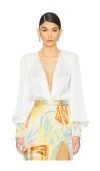 Bronx And Banco Noelle Bodysuit In White & Mustard Multi