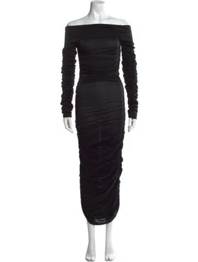 Pre-owned Bronx And Banco Off-the-shoulder Long Dress In Black