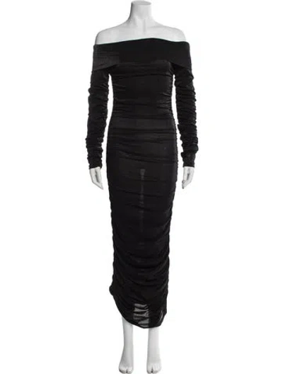 Pre-owned Bronx And Banco Off-the-shoulder Long Dress In Black