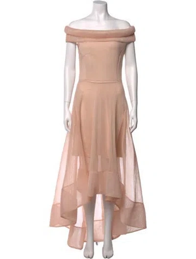 Pre-owned Bronx And Banco Off-the-shoulder Long Dress In Pink