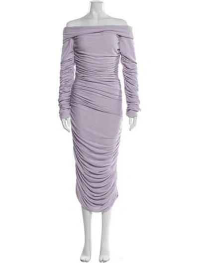 Pre-owned Bronx And Banco Off-the-shoulder Midi Length Dress In Purple