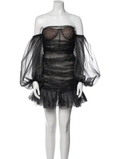 Pre-owned Bronx And Banco Off-the-shoulder Mini Dress In Black