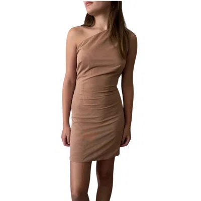 Bronx And Banco One Shoulder Mini Dress In Nude In Brown