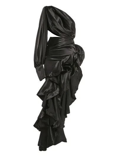 Pre-owned Bronx And Banco One-shoulder Ruffled Asymmetric Dress