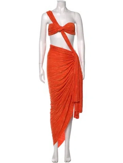 Pre-owned Bronx And Banco One-shoulder Long Dress In Orange