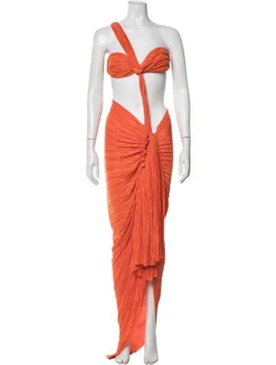 Pre-owned Bronx And Banco One-shoulder Long Dress In Orange