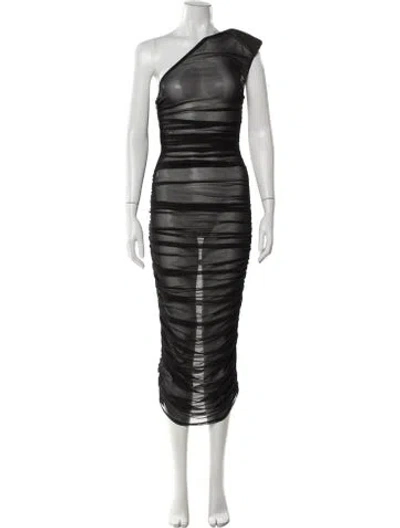 Pre-owned Bronx And Banco One-shoulder Midi Length Dress In Black
