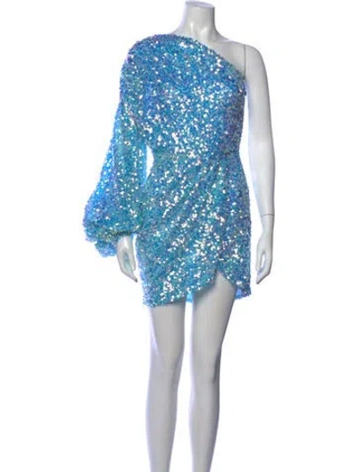Pre-owned Bronx And Banco One-shoulder Mini Dress In Blue