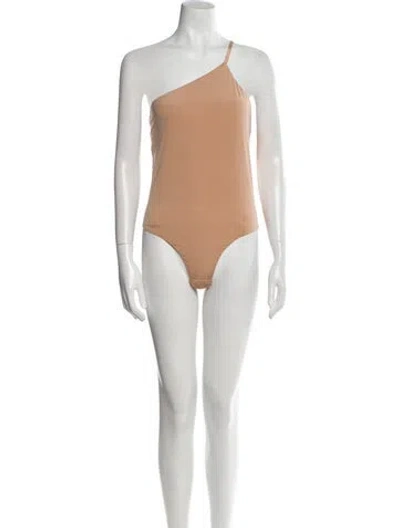 Pre-owned Bronx And Banco One-shoulder Sleeveless Bodysuit In Brown