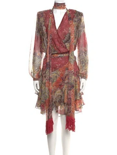Pre-owned Bronx And Banco Paisley Print Knee-length Dress In Red