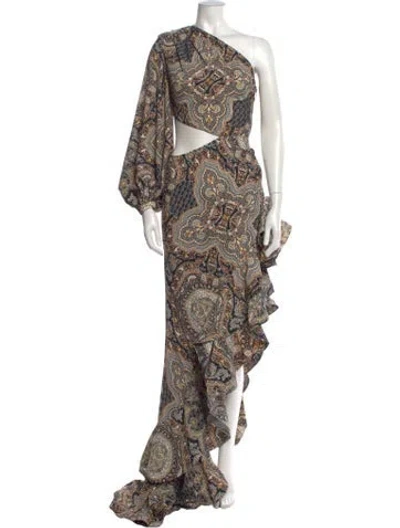 Pre-owned Bronx And Banco Paisley Print Long Dress In Black