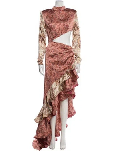 Pre-owned Bronx And Banco Paisley Print Long Dress W/ Tags In Pink
