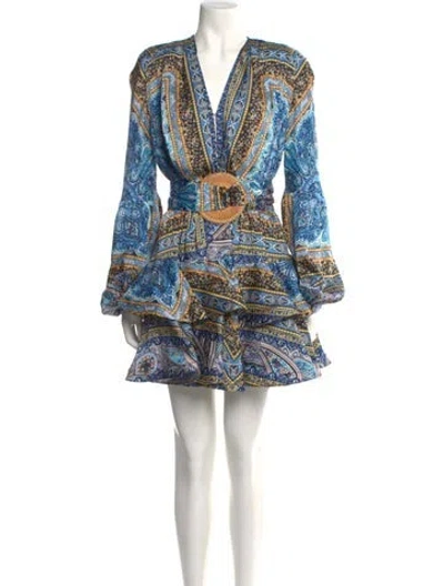 Pre-owned Bronx And Banco Paisley Print Mini Dress In Blue