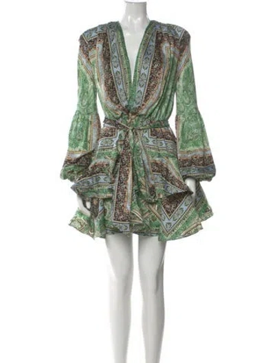 Pre-owned Bronx And Banco Paisley Print Mini Dress In Green