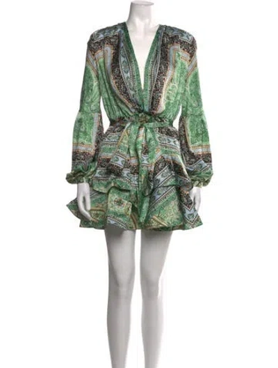 Pre-owned Bronx And Banco Paisley Print Mini Dress In Green