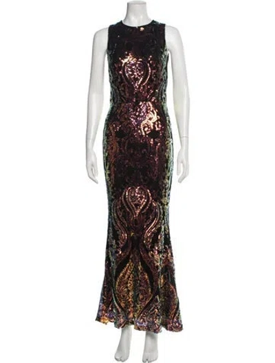 Pre-owned Bronx And Banco Patterned Long Dress In Multicolor