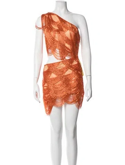Pre-owned Bronx And Banco Patterned Mini Dress W/ Tags In Orange