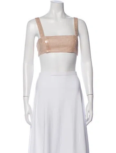 Pre-owned Bronx And Banco Patterned Square Neckline Crop Top In Neutral