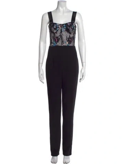 Pre-owned Bronx And Banco Patterned Square Neckline Jumpsuit In Black