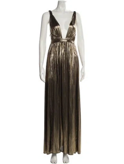 Pre-owned Bronx And Banco Plunge Neckline Long Dress