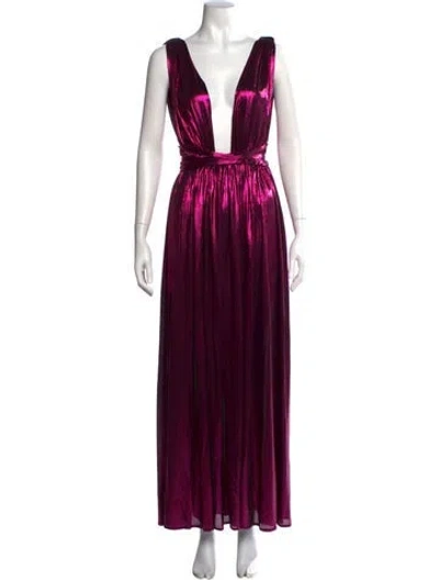 Pre-owned Bronx And Banco Plunge Neckline Long Dress In Purple