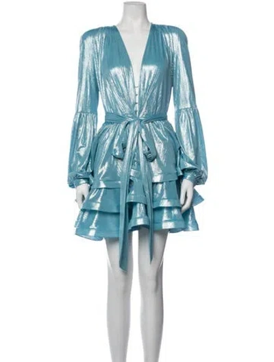 Pre-owned Bronx And Banco Plunge Neckline Mini Dress In Blue