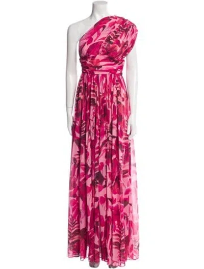 Pre-owned Bronx And Banco Printed Long Dress In Pink