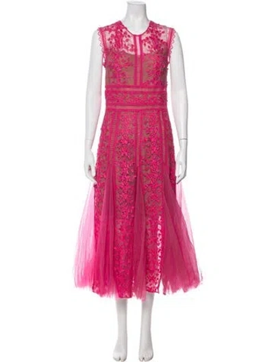 Pre-owned Bronx And Banco Printed Long Dress In Pink