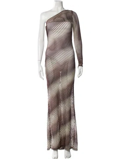 Pre-owned Bronx And Banco Printed Long Dress W/ Tags In Brown
