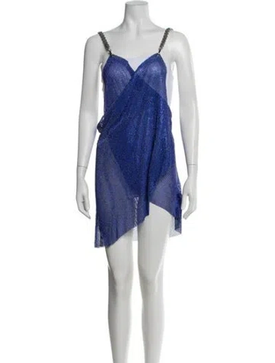 Pre-owned Bronx And Banco Printed Mini Dress In Blue