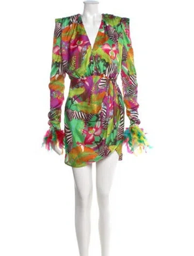 Pre-owned Bronx And Banco Printed Mini Dress In Green