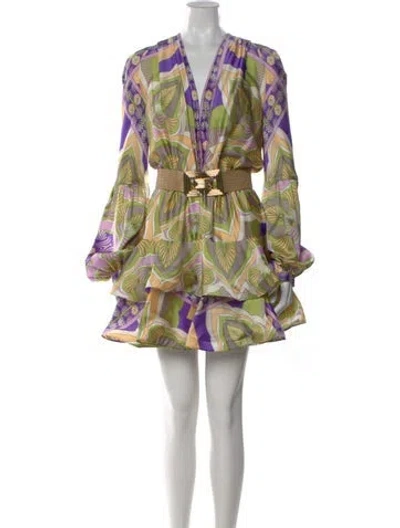 Pre-owned Bronx And Banco Printed Mini Dress In Green