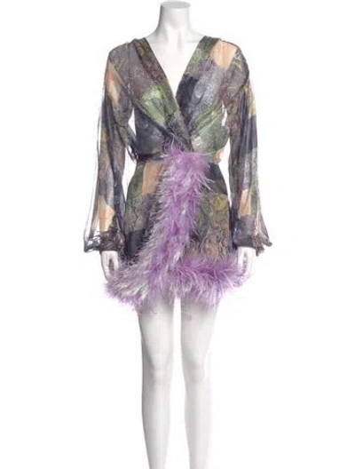 Pre-owned Bronx And Banco Printed Mini Dress In Purple