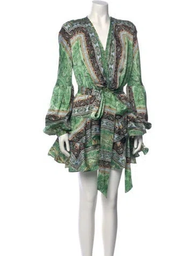 Pre-owned Bronx And Banco Printed Mini Dress W/ Tags In Green