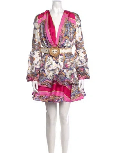 Pre-owned Bronx And Banco Printed Mini Dress In White