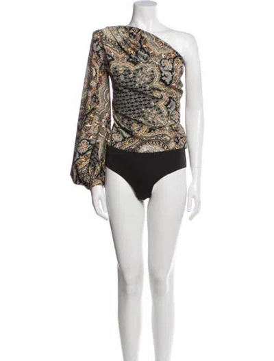 Pre-owned Bronx And Banco Printed One-shoulder Bodysuit In Multi
