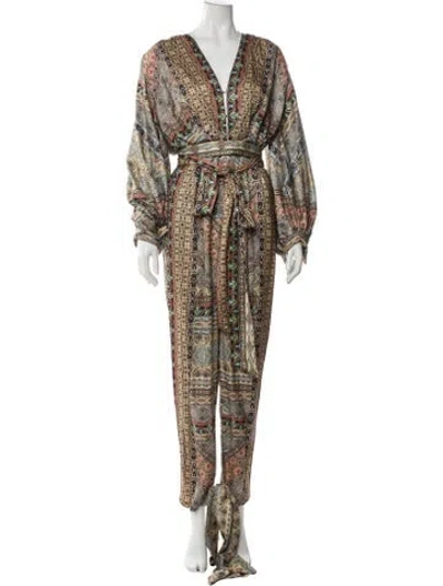 Pre-owned Bronx And Banco Printed V-neck Jumpsuit In Multi