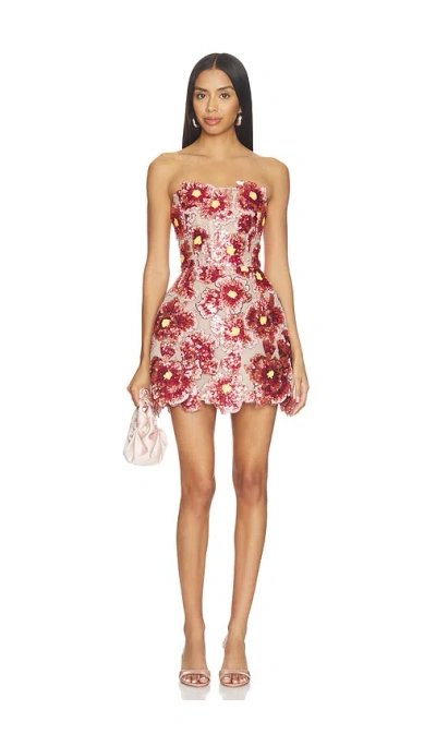 Bronx And Banco Raspberry Sequin Maraya Strapless Mini Dress In Multi