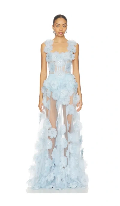 Bronx And Banco Rosalie Floral Gown In Blue