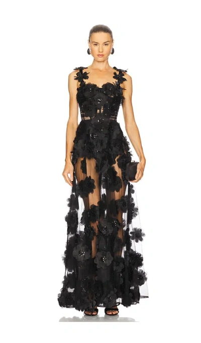 Bronx And Banco Rosalie Noir Gown In Black