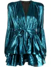 Bronx And Banco Ruffle-detailing V-neck Dress In Blue