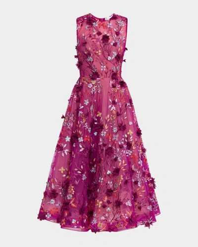 BRONX AND BANCO SABA FLORAL-EMBROIDERED SLEEVELESS MIDI DRESS