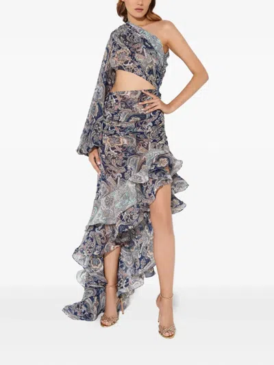 Bronx And Banco Sara Draped One-sleeve Dress In Blue