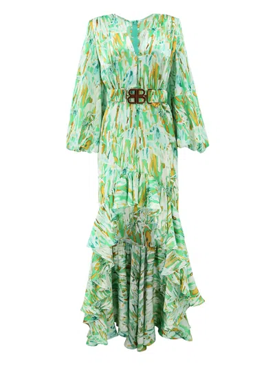 Bronx And Banco Savanna Belted Asymmetric Dress In Green
