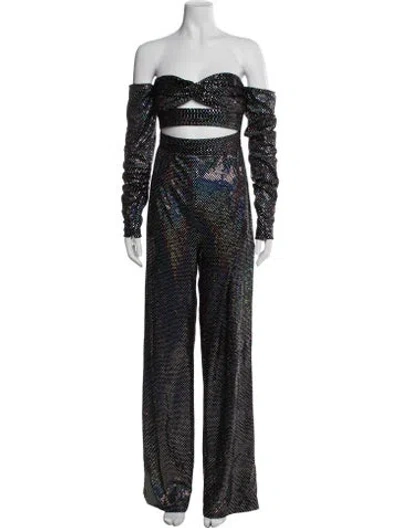 Pre-owned Bronx And Banco Sequin Polka Dot Print Jumpsuit In Black/metallic