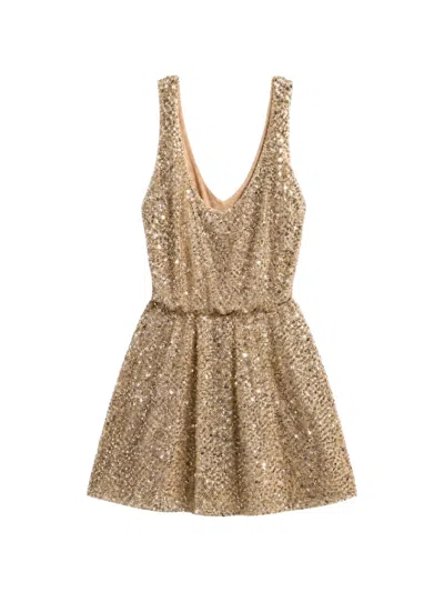 Bronx And Banco Sequin-embellished V-neck Mini Dress In Gold
